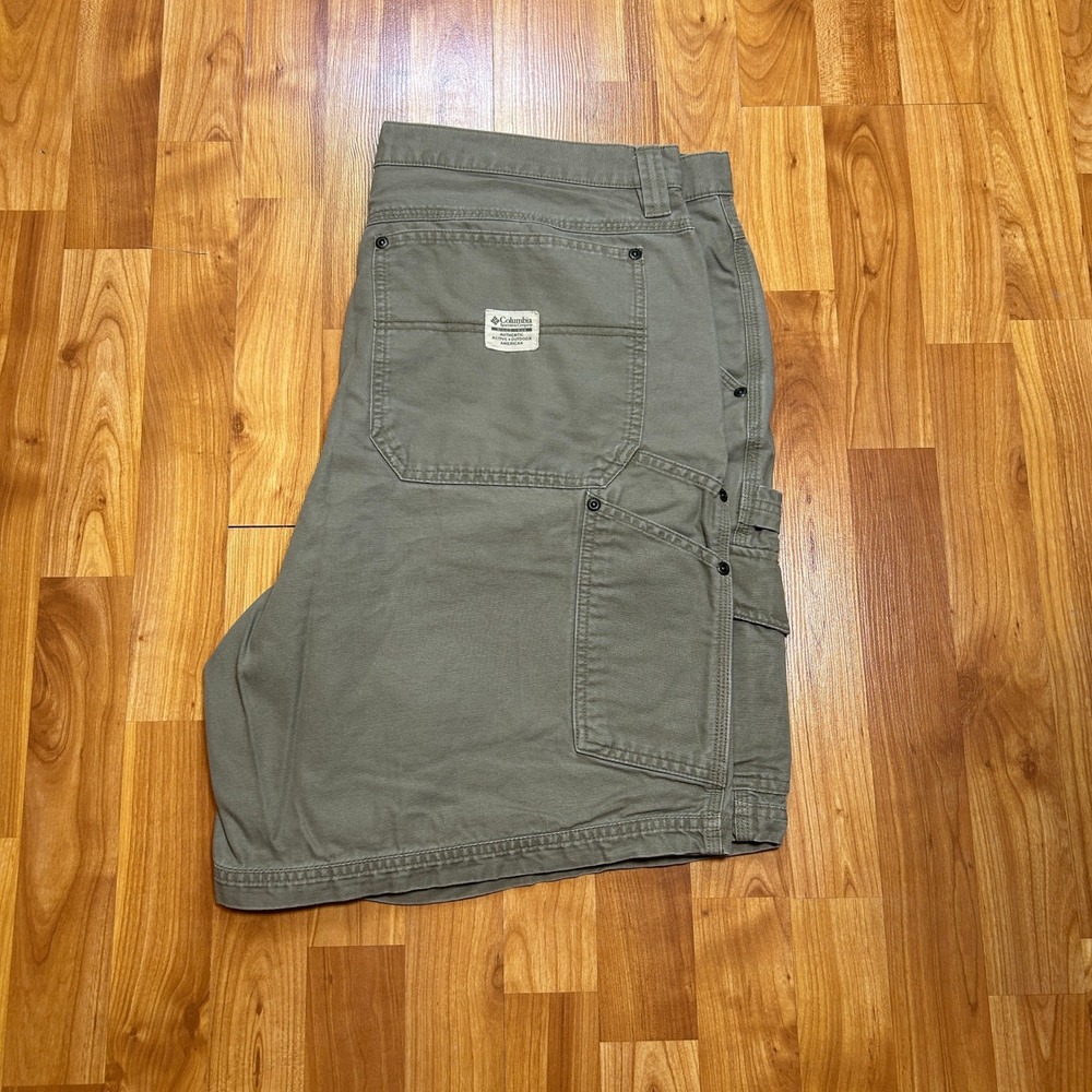 Columbia Mens Carpenter Cargo Shorts Utility Workwear 40 Khaki Grey - Picture 3 of 9